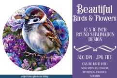 Birds &amp; Flowers Round Design, 10x10 Round Sublimation, d19 Product Image 1