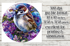 Birds &amp; Flowers Round Design, 10x10 Round Sublimation, d19 Product Image 2