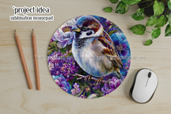 Birds &amp; Flowers Round Design, 10x10 Round Sublimation, d19 Product Image 4