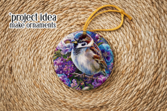 Birds &amp; Flowers Round Design, 10x10 Round Sublimation, d19 Product Image 5