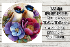 Birds &amp; Flowers Round Design, 10x10 Round Sublimation, d2 Product Image 2