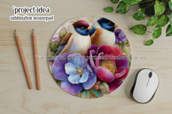 Birds &amp; Flowers Round Design, 10x10 Round Sublimation, d2 Product Image 4