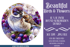 Birds &amp; Flowers Round Design, 10x10 Round Sublimation, d21 Product Image 1