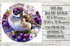 Birds &amp; Flowers Round Design, 10x10 Round Sublimation, d21 Product Image 2