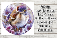 Birds &amp; Flowers Round Design, 10x10 Round Sublimation, d22 Product Image 2