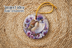 Birds &amp; Flowers Round Design, 10x10 Round Sublimation, d22 Product Image 5