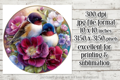 Birds &amp; Flowers Round Design, 10x10 Round Sublimation, d23 Product Image 2