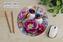 Birds &amp; Flowers Round Design, 10x10 Round Sublimation, d23 Product Image 4
