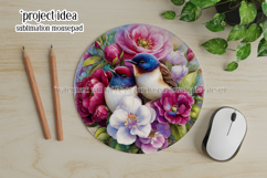 Birds &amp; Flowers Round Design, 10x10 Round Sublimation, d24 Product Image 4
