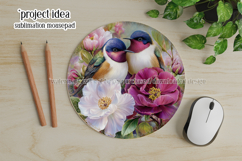 Birds &amp; Flowers Round Design, 10x10 Round Sublimation, d25 Product Image 4