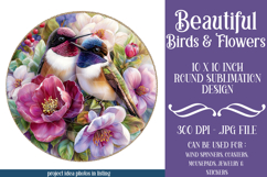 Birds &amp; Flowers Round Design, 10x10 Round Sublimation, d26 Product Image 1