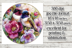 Birds &amp; Flowers Round Design, 10x10 Round Sublimation, d26 Product Image 2
