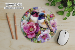 Birds &amp; Flowers Round Design, 10x10 Round Sublimation, d26 Product Image 4