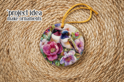 Birds &amp; Flowers Round Design, 10x10 Round Sublimation, d26 Product Image 5