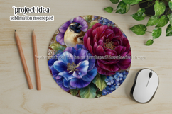 Birds &amp; Flowers Round Design, 10x10 Round Sublimation, d27 Product Image 4