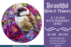 Birds &amp; Flowers Round Design, 10x10 Round Sublimation, d28 Product Image 1