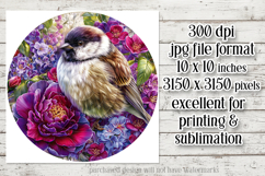 Birds &amp; Flowers Round Design, 10x10 Round Sublimation, d28 Product Image 2