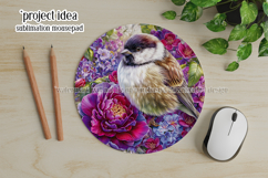 Birds &amp; Flowers Round Design, 10x10 Round Sublimation, d28 Product Image 4
