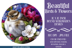 Birds &amp; Flowers Round Design, 10x10 Round Sublimation, d29 Product Image 1