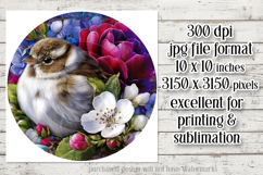 Birds &amp; Flowers Round Design, 10x10 Round Sublimation, d29 Product Image 2