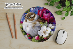 Birds &amp; Flowers Round Design, 10x10 Round Sublimation, d29 Product Image 4