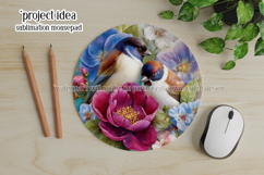 Birds &amp; Flowers Round Design, 10x10 Round Sublimation, d3 Product Image 4
