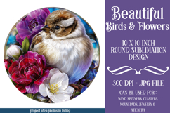 Birds &amp; Flowers Round Design, 10x10 Round Sublimation, d30 Product Image 1