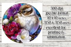 Birds &amp; Flowers Round Design, 10x10 Round Sublimation, d30 Product Image 2