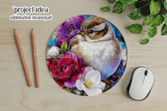 Birds &amp; Flowers Round Design, 10x10 Round Sublimation, d30 Product Image 4