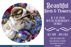 Birds &amp; Flowers Round Design, 10x10 Round Sublimation, d31 Product Image 1