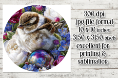 Birds &amp; Flowers Round Design, 10x10 Round Sublimation, d31 Product Image 2