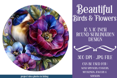 Birds &amp; Flowers Round Design, 10x10 Round Sublimation, d32 Product Image 1