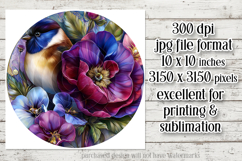Birds &amp; Flowers Round Design, 10x10 Round Sublimation, d32 Product Image 2