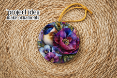 Birds &amp; Flowers Round Design, 10x10 Round Sublimation, d32 Product Image 5