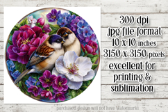 Birds &amp; Flowers Round Design, 10x10 Round Sublimation, d33 Product Image 2