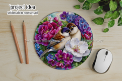 Birds &amp; Flowers Round Design, 10x10 Round Sublimation, d33 Product Image 4