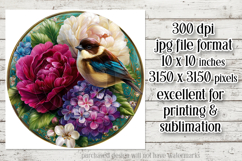 Birds &amp; Flowers Round Design, 10x10 Round Sublimation, d34 Product Image 2