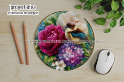 Birds &amp; Flowers Round Design, 10x10 Round Sublimation, d34 Product Image 4