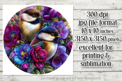 Birds &amp; Flowers Round Design, 10x10 Round Sublimation, d35 Product Image 2