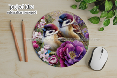 Birds &amp; Flowers Round Design, 10x10 Round Sublimation, d36 Product Image 4