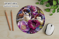 Birds &amp; Flowers Round Design, 10x10 Round Sublimation, d37 Product Image 4
