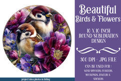 Birds &amp; Flowers Round Design, 10x10 Round Sublimation, d38 Product Image 1