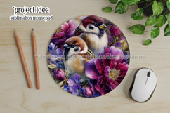 Birds &amp; Flowers Round Design, 10x10 Round Sublimation, d38 Product Image 4