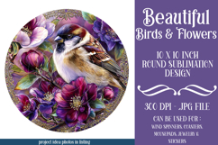 Birds &amp; Flowers Round Design, 10x10 Round Sublimation, d39 Product Image 1
