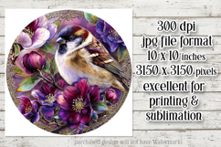 Birds &amp; Flowers Round Design, 10x10 Round Sublimation, d39 Product Image 2