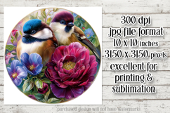 Birds &amp; Flowers Round Design, 10x10 Round Sublimation, d40 Product Image 2