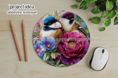Birds &amp; Flowers Round Design, 10x10 Round Sublimation, d40 Product Image 4