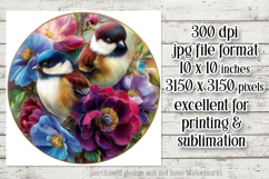 Birds &amp; Flowers Round Design, 10x10 Round Sublimation, d41 Product Image 2