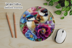 Birds &amp; Flowers Round Design, 10x10 Round Sublimation, d41 Product Image 4