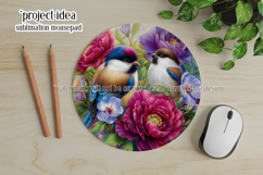 Birds &amp; Flowers Round Design, 10x10 Round Sublimation, d42 Product Image 4